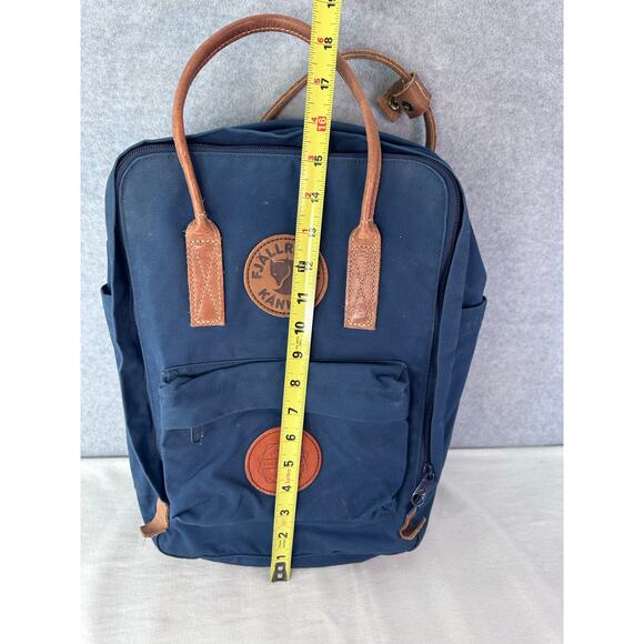Fjallraven Kanken Navy Canvas and Leather Backpack G1000 Laptop 15 Front Pocket - Picture 11 of 11